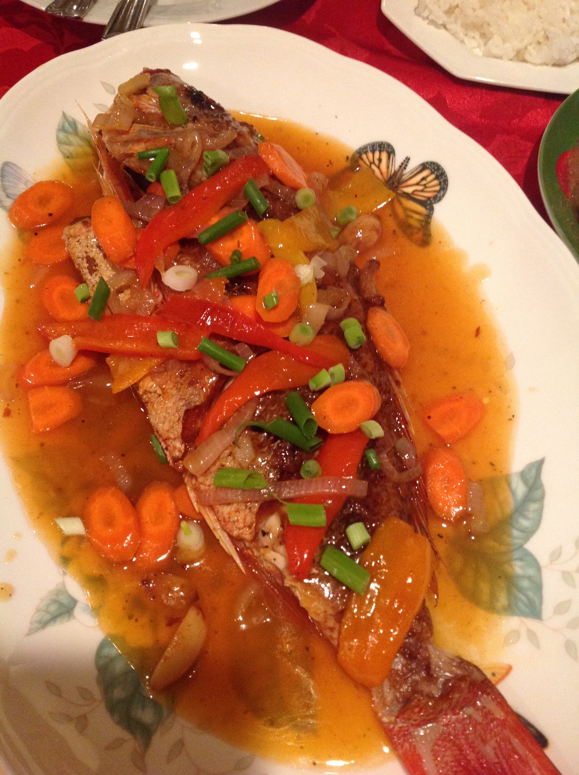 sweet and sour fish(escabeche);I use Red Snapper