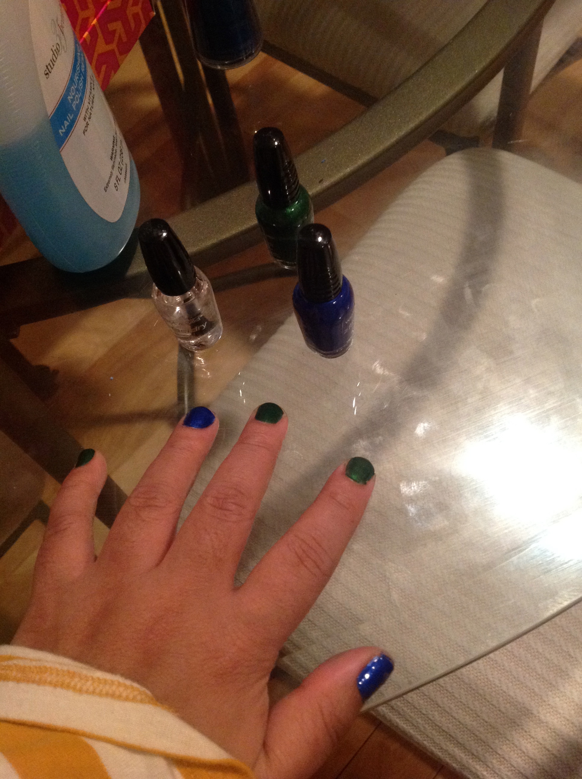 painted my nails blue and green!