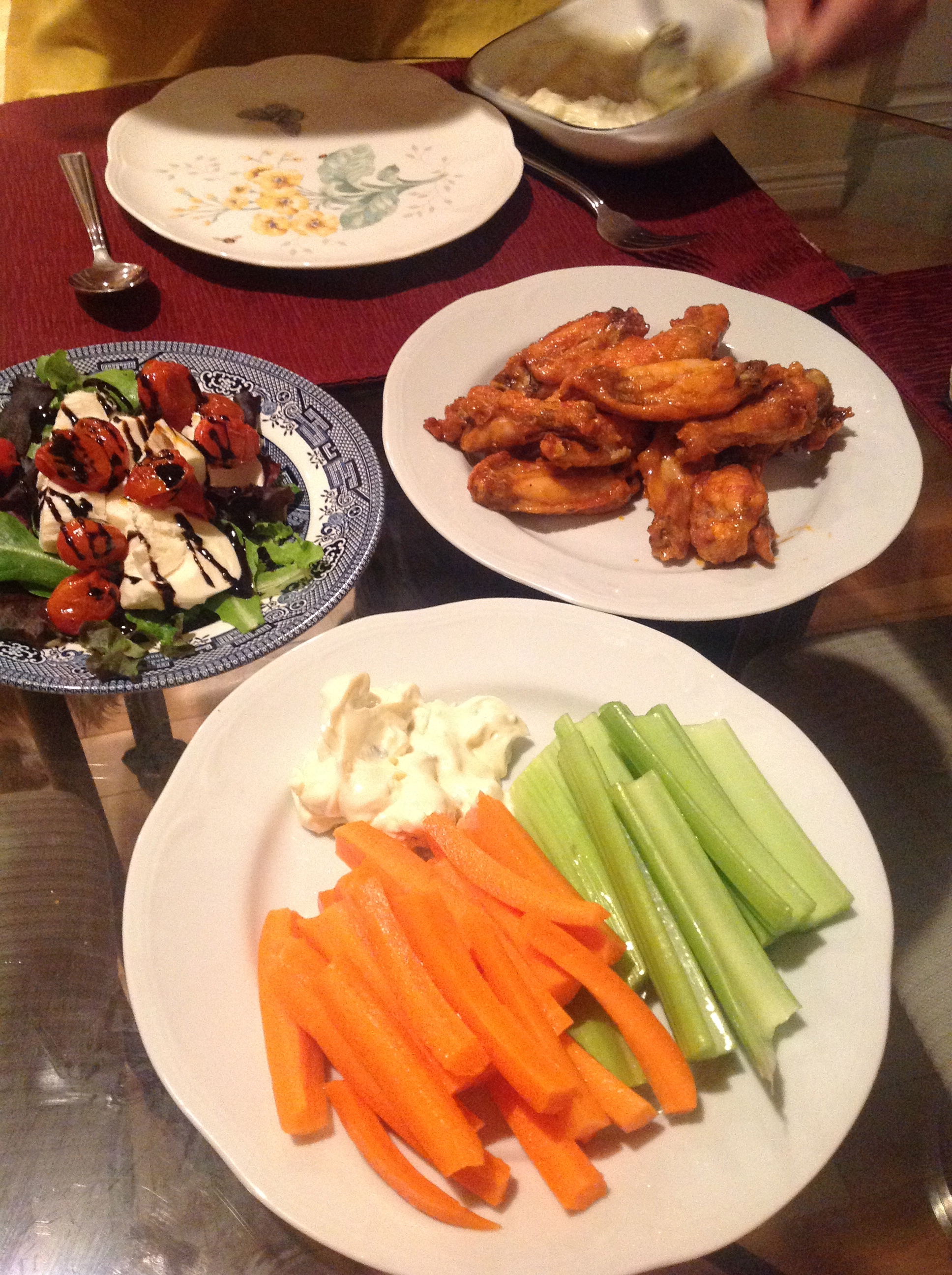 Hubs requested chicken wings this week. I also made caprese salad
