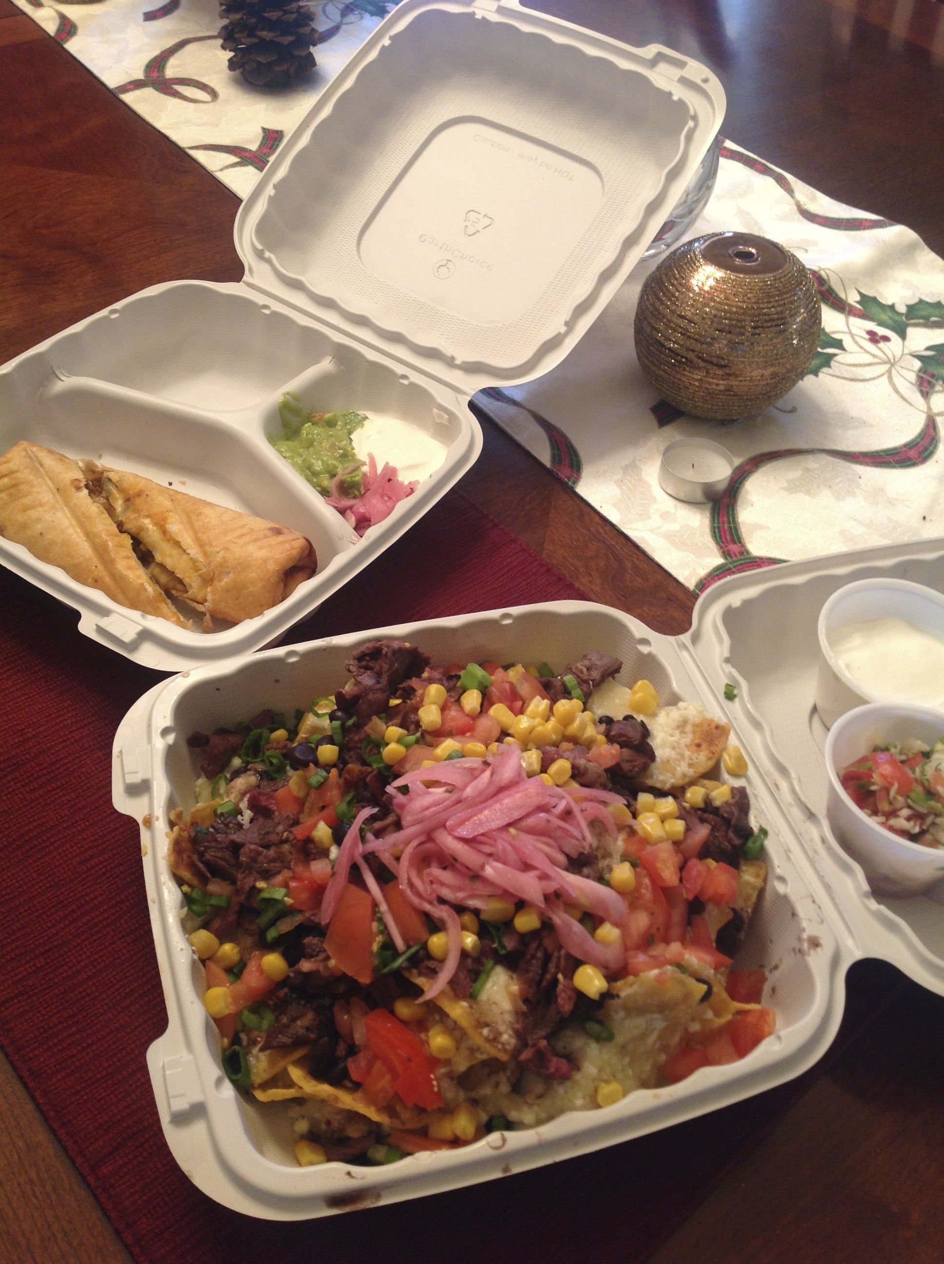 Take out from Agave Cosina restaurant! steak nachos is our fave lately