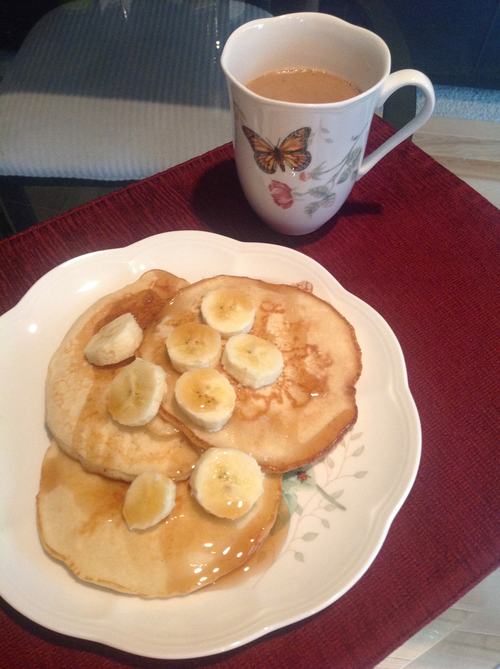 banana pancakes and coffee