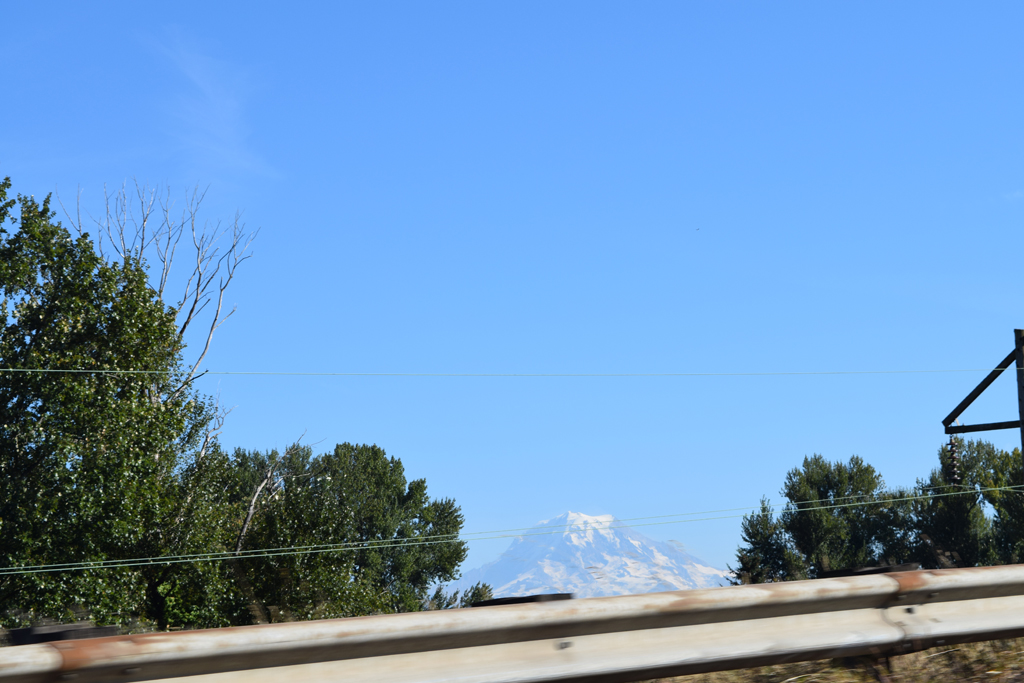 my attempt to get a pic of mt. rainier inside the car (total fail!)