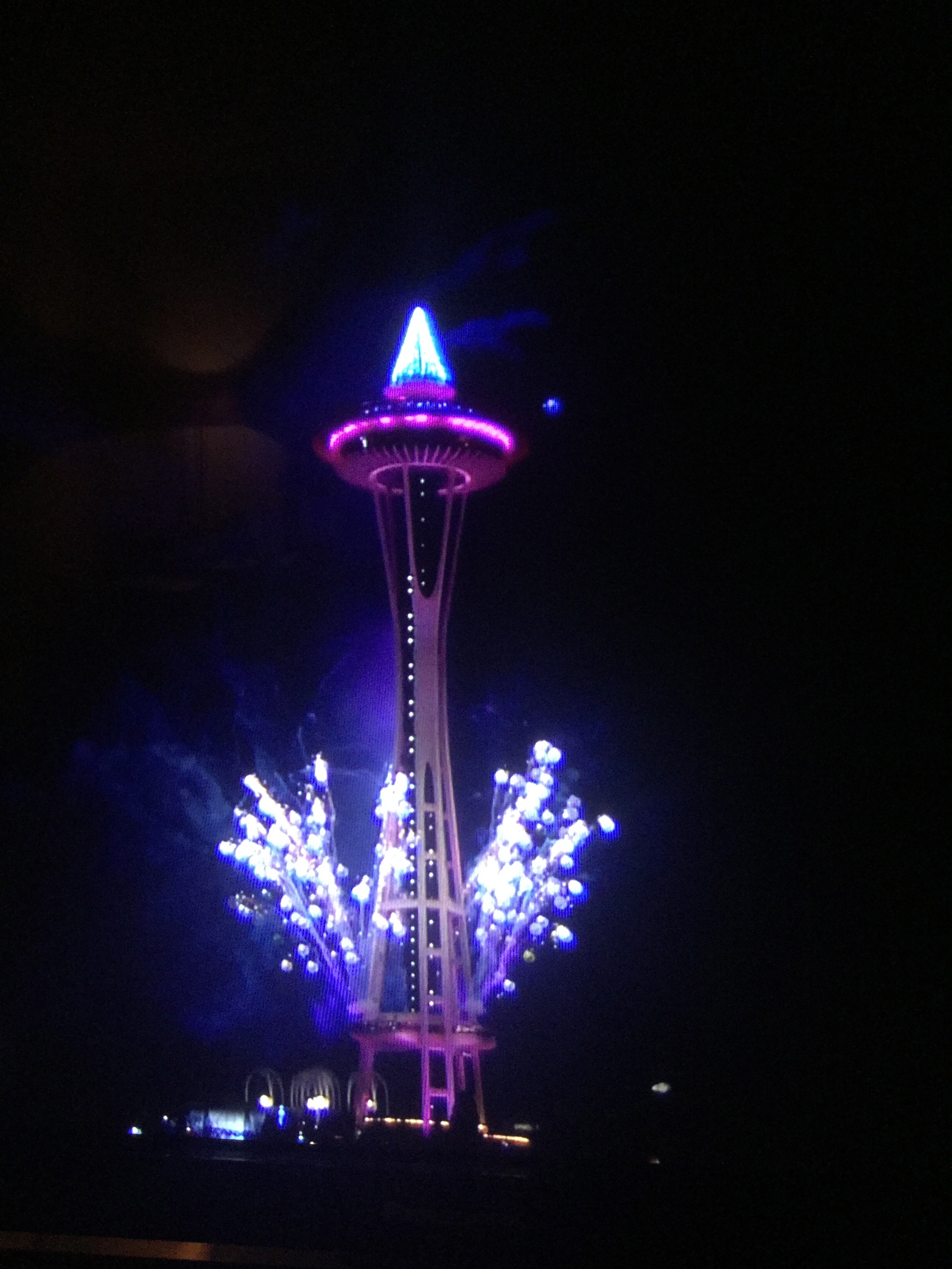 we also waited to watch the Space needle's fireworks celebration (in bed)