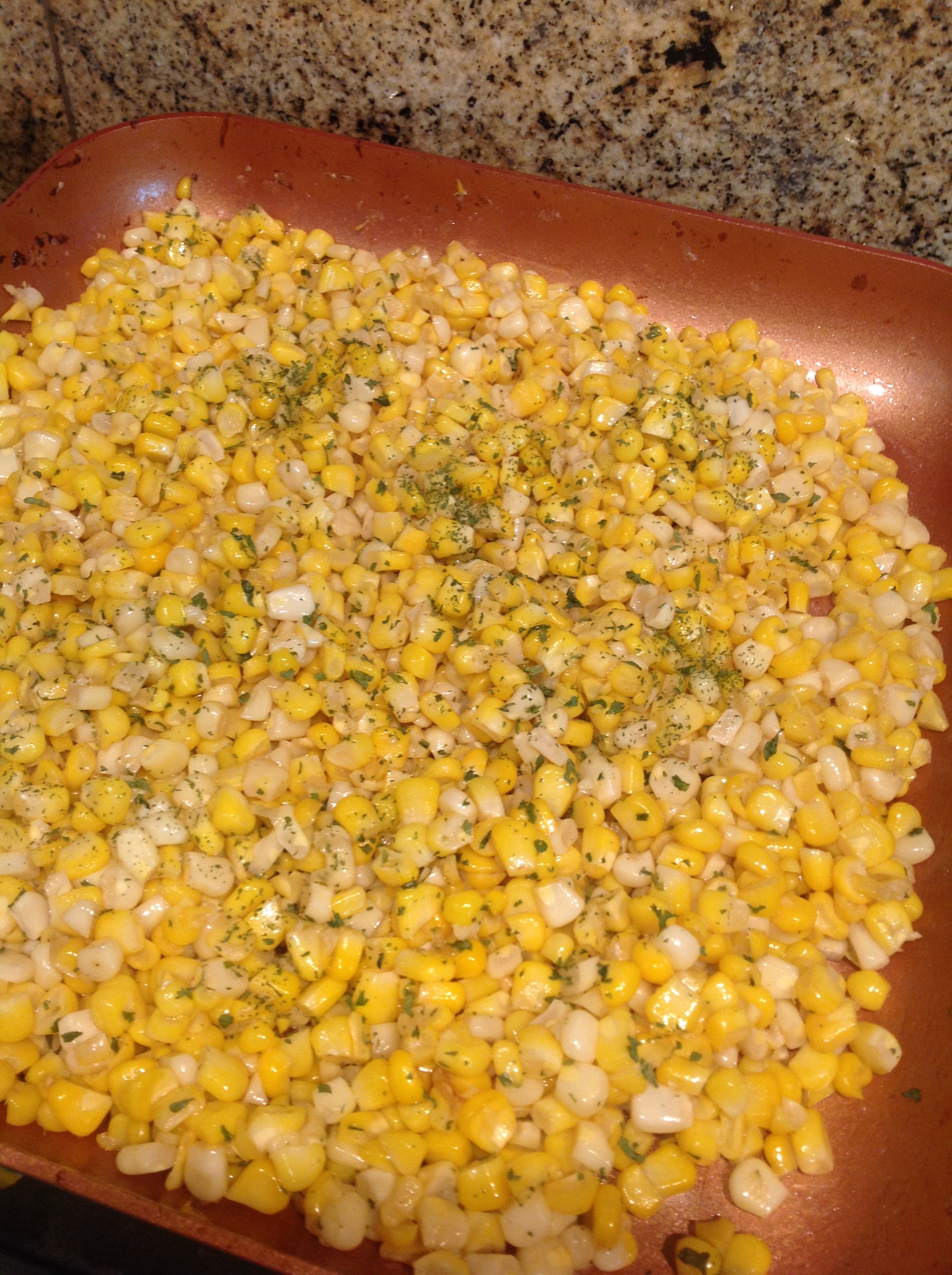 sweet corn with parsley (lots of butter!)