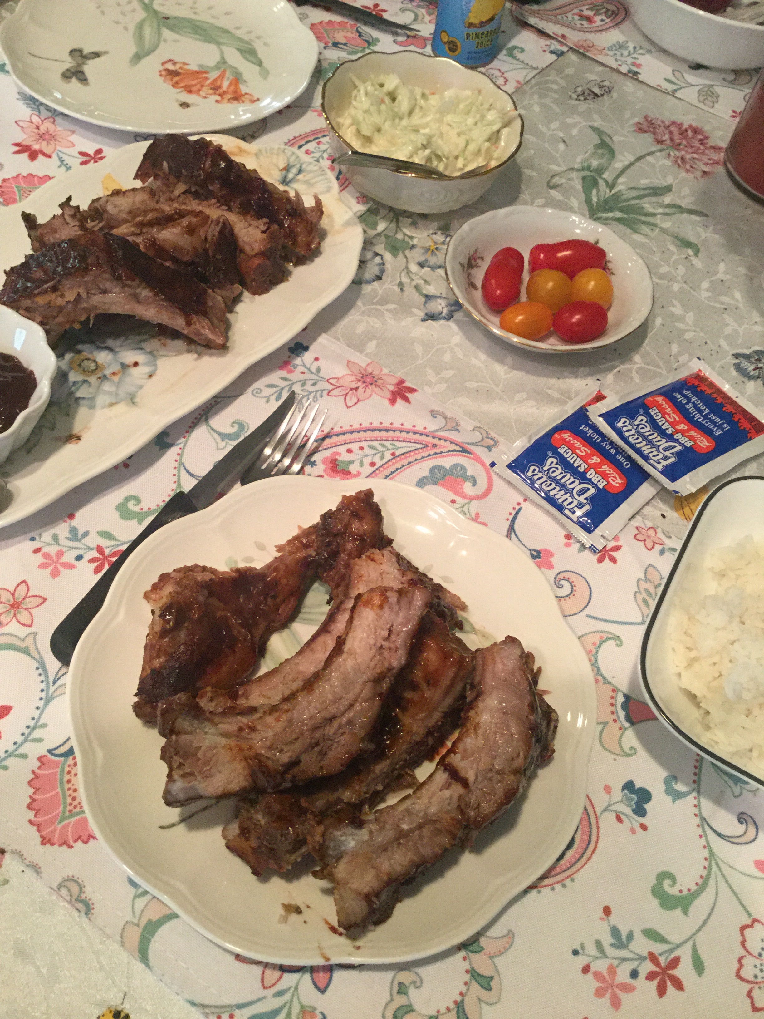 Oven Baked ribs and coleslaw