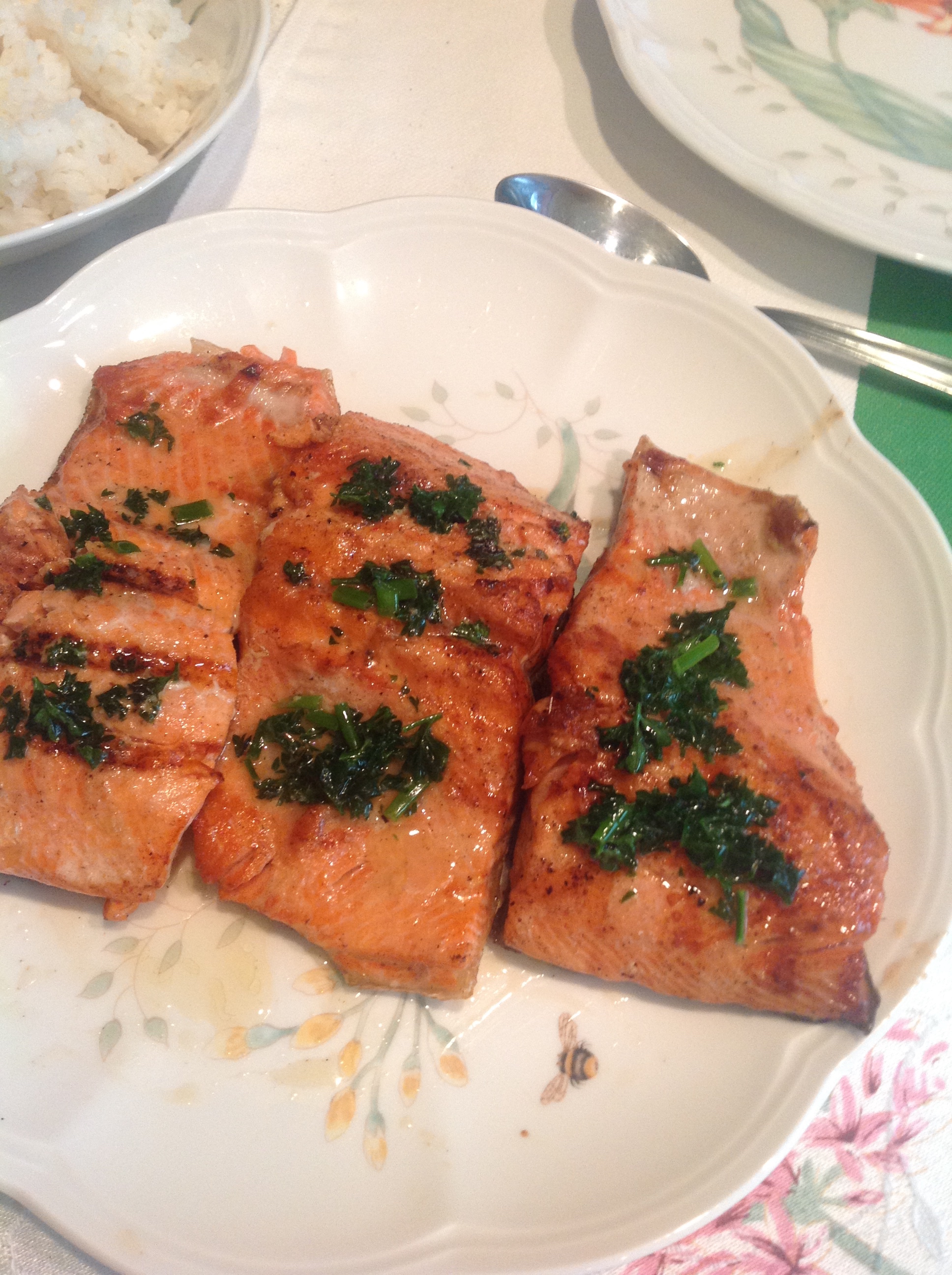 grilled salmon with herb butter